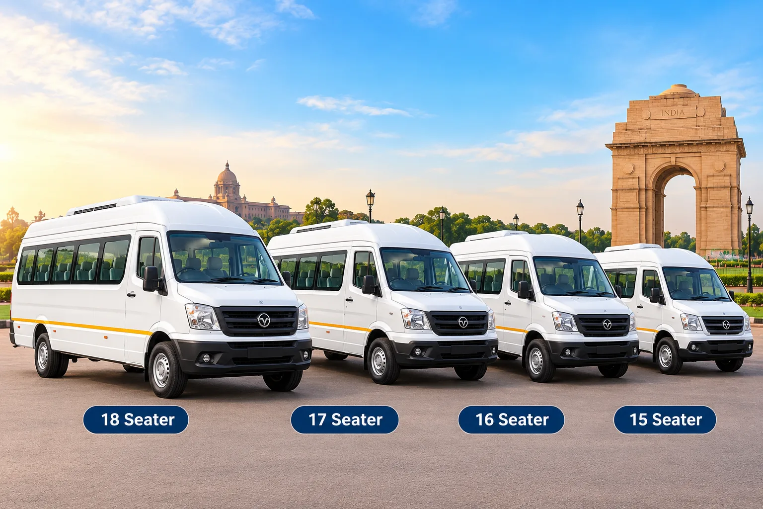 15, 16, 17 and 18 Seater Tempo Traveller on Rent in Delhi